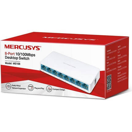 Коммутатор Mercusys MS108 8х10/100, фото 3