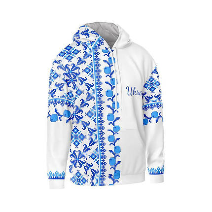 Худі чоловіче з принтом «Українська культура. Вишиванка. Біла. Ukrainian culture» синій, фото 1