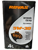 Синтетична моторна олива для автомобілів Rovas 5W-30 4л
