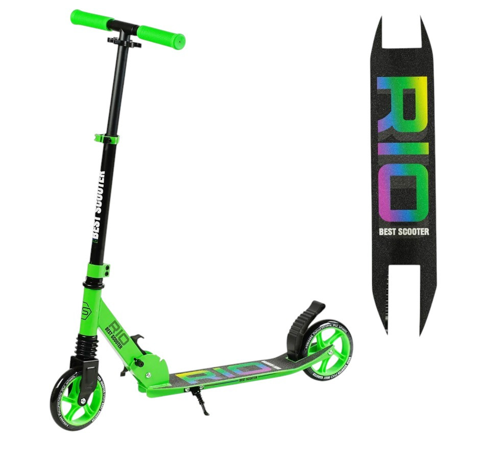 Самокат двоколісний салатовий Best Scooter алюмінієве гальмом передній амортизатор PU 145 мм