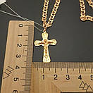 Позолочена срібна цепочка і хрестик. Ланцюжок бісмарк і кулон. 55 см, фото 5