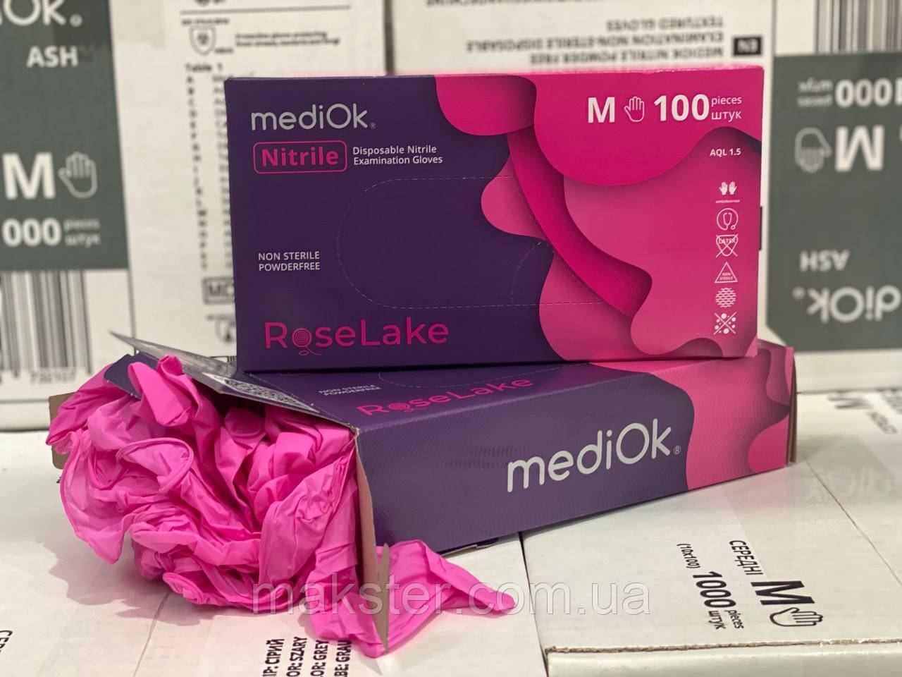 Рукавички нітрилові рожеві MediOk Nitrile Rose Lake, 100 шт.