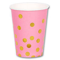 Стаканчик рожевий в золотий горох