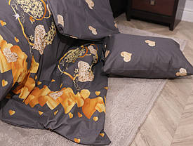 Євро максі набір постільної білизни 200*220 сірого кольору з принтом «серце» з Бязі "Gold" №151682 Черешенька™, фото 4