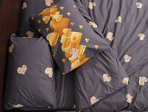 Євро максі набір постільної білизни 200*220 сірого кольору з принтом «серце» з Бязі "Gold" №151682 Черешенька™, фото 2