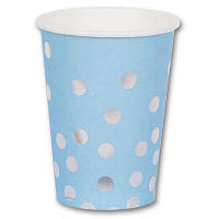 Стаканчик блакитний в срібний горох