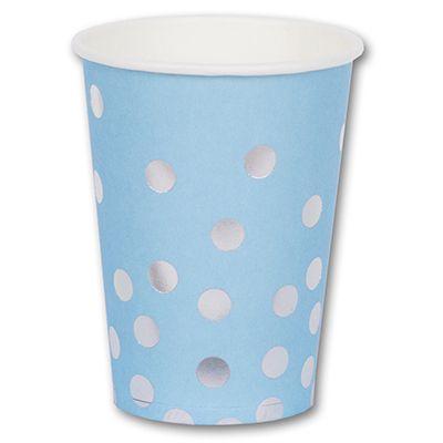 Стаканчик блакитний в срібний горох