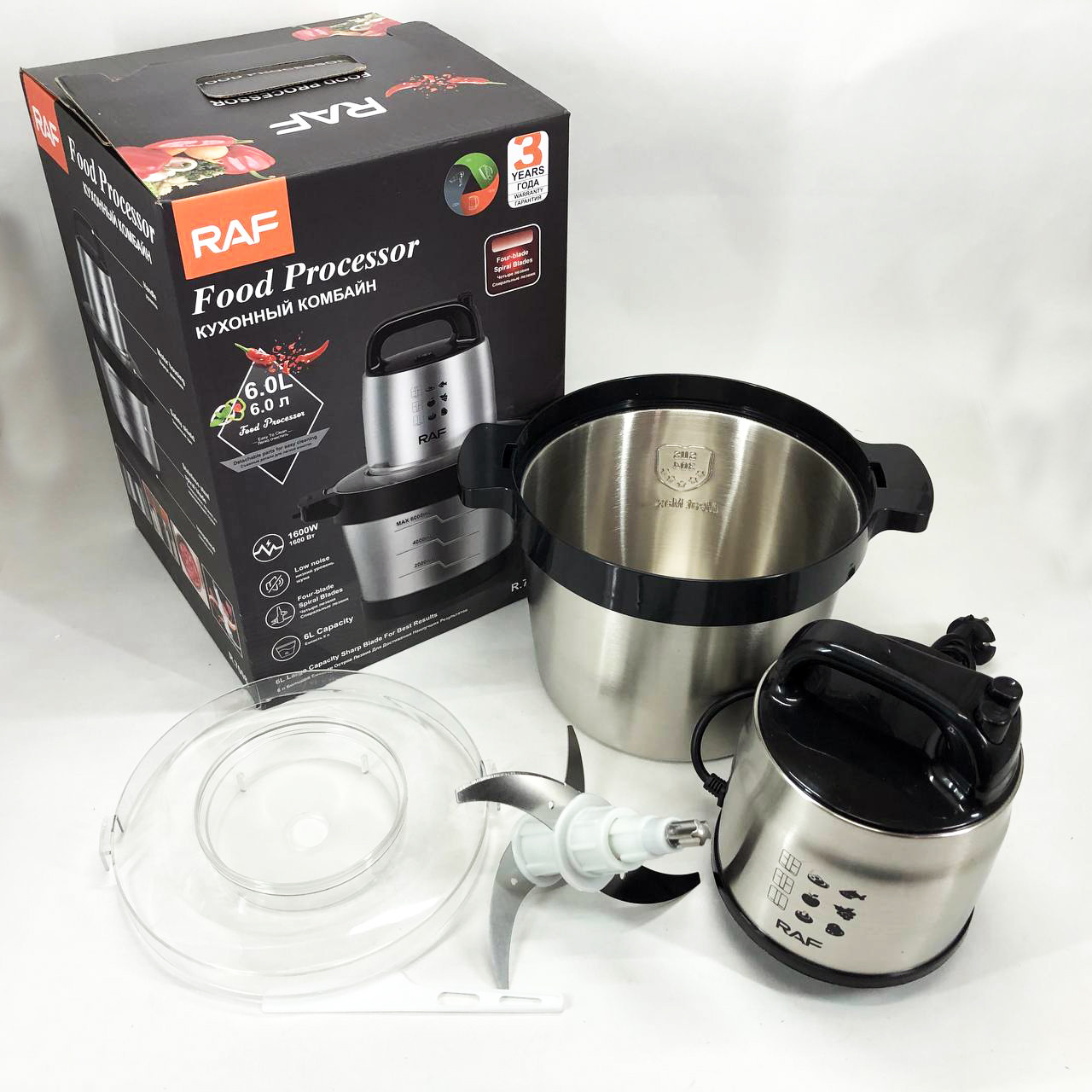 Потужний блендер з нержавіючими лезами RAF R.7008 6 л 1600 Вт, Блендер із захистом від розбризкування JW-10, фото 1