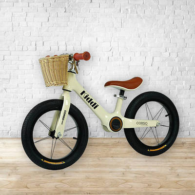 Легкий бегобайк плетений кошик широке кермо шкіряне сидіння Дитячий велобіг 14'' підставка для ніг