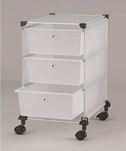 Комод пересувний для зберігання на 3 ящики з колесами, білий, 30.5х40.5х57 см (68562003)