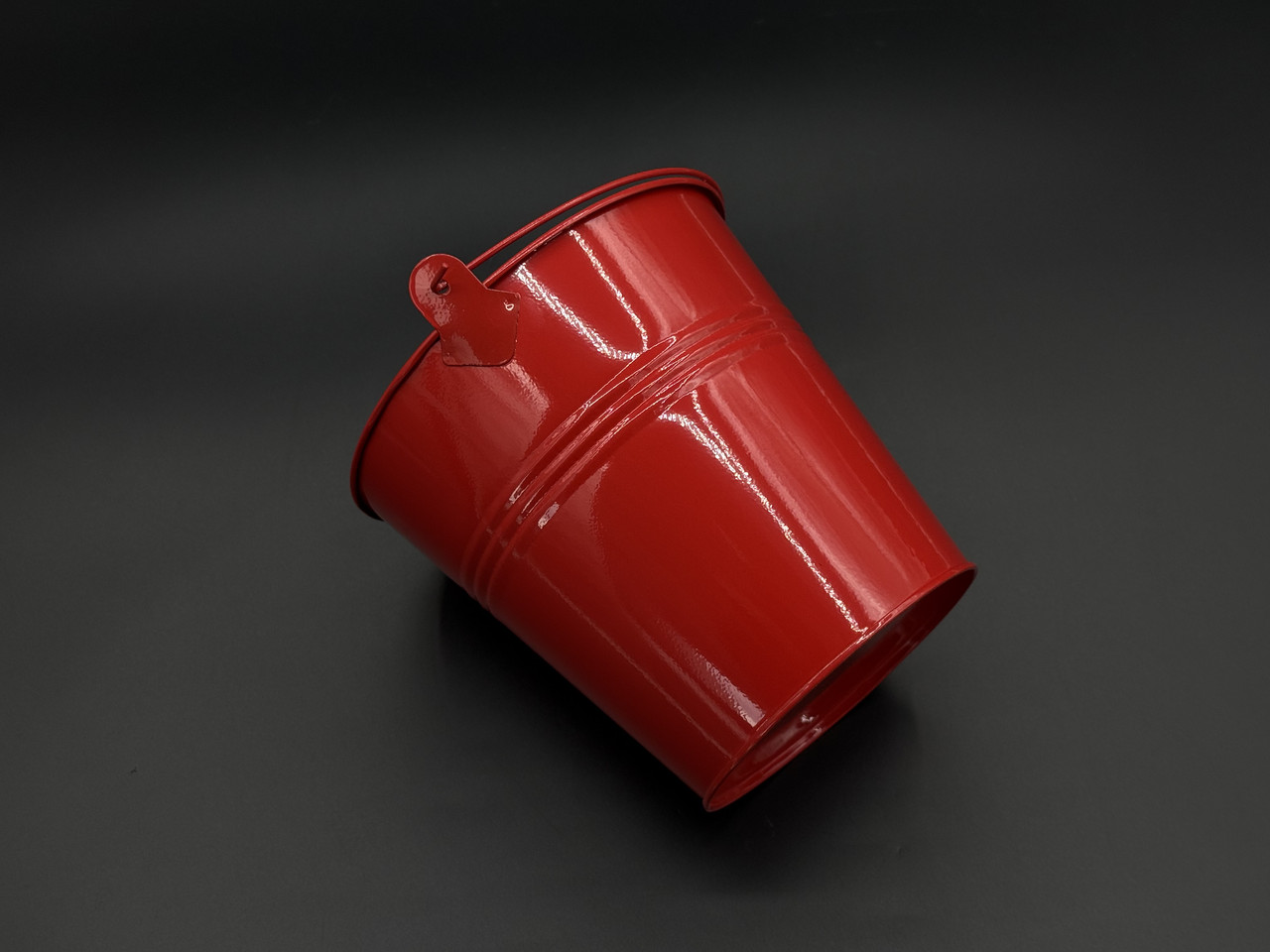 Відро декоративне металеве для квітів, вазонів. Колір червоний. 15х16х11см, фото 1