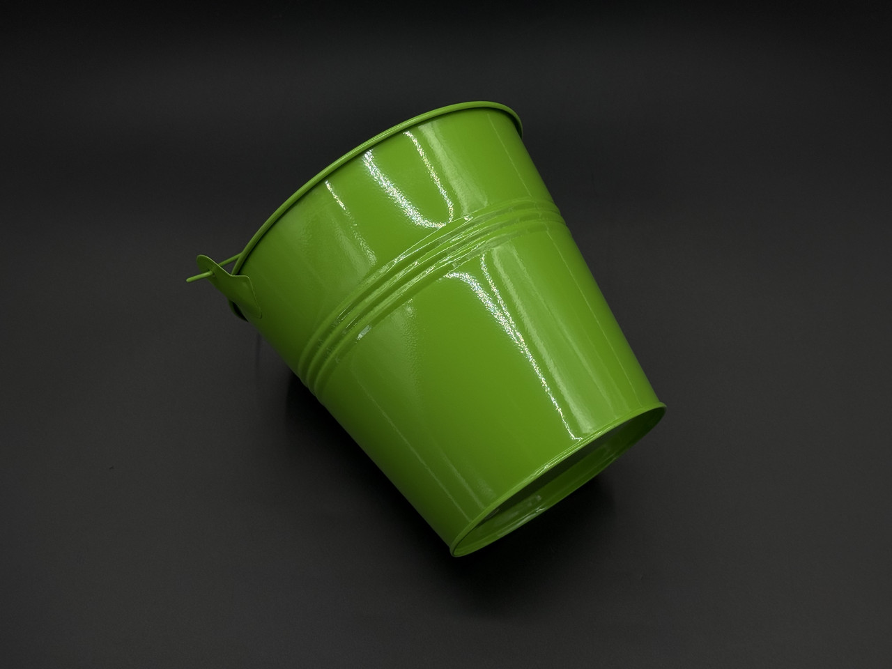 Відро декоративне металеве для квітів, вазонів. Колір салатовий. 15х16х11см, фото 1