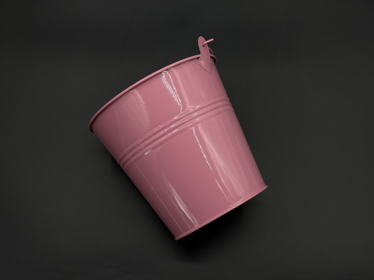 Відро декоративне металеве для квітів, вазонів. Колір світло-рожевий. 15х16х11см, фото 1