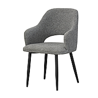 Стильний стілець для вітальні крісельного типу з підлокітниками M-234 Холодний сірий ніжки чорні Vetromebel