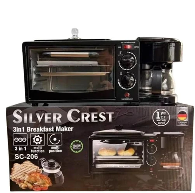 Електрична машина для сніданку 3в1 на 2800 Вт Настільна піч Кавоварка Сковорода SILVER CREST SC-206