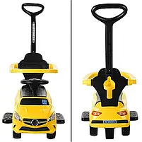Машинка-толокар з батьківською ручкою M 3503C-6 жовта, музична, фото 2