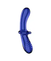 Скляний фаллоімітатор подвійний "Satisfyer Double Crystal", синій, 19 см*3,5 см, Новинка 2025г