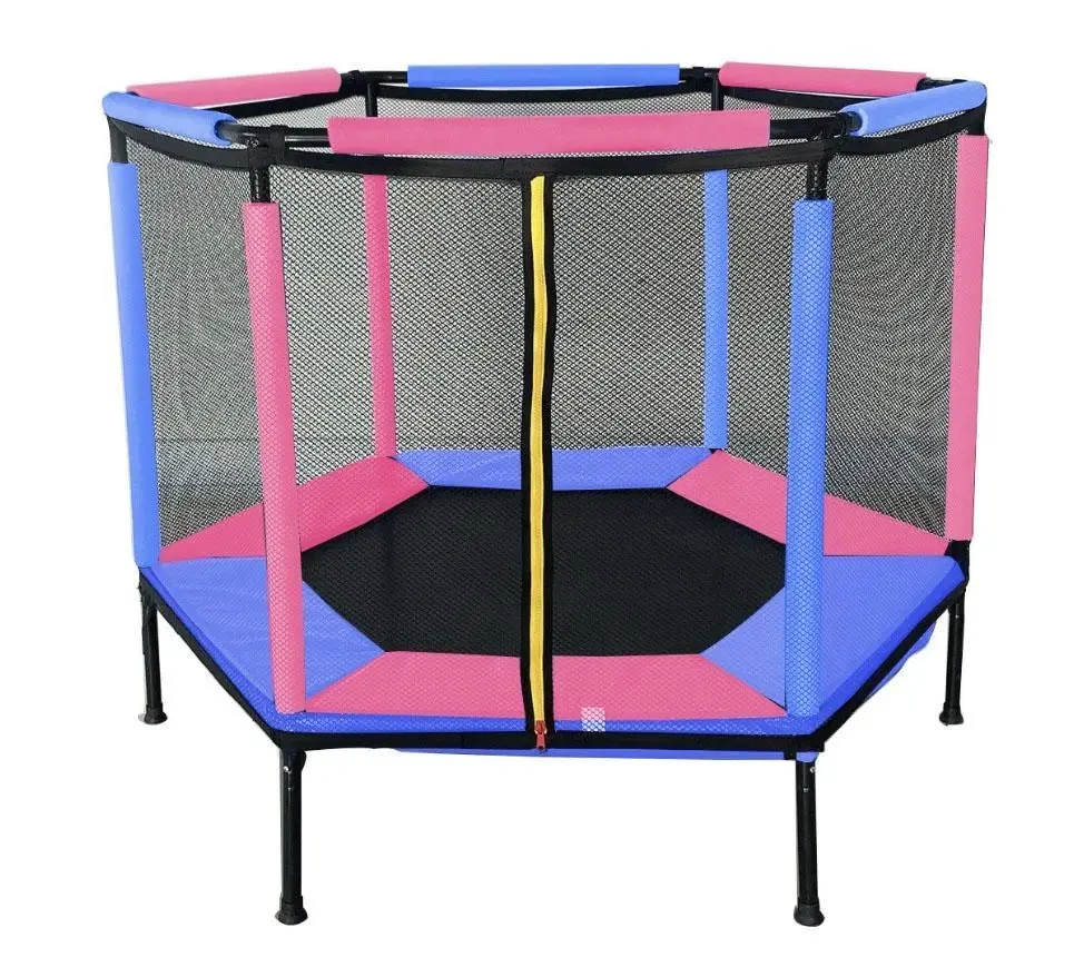 Батут-манеж пружинний із захисною сіткою Just Fun Blue-Pink (діаметр 140 см)