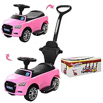 Каталка-толокар M 3503A-8 2в1 (батьківська ручка), музика, світло, підставка для ніг, на бат., рожева., фото 2