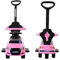 Каталка-толокар M 3503A-8 2в1 (батьківська ручка), музика, світло, підставка для ніг, на бат., рожева., фото 3