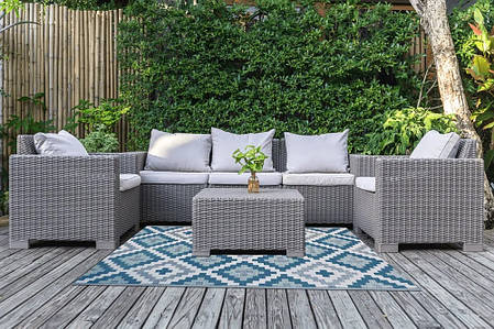 Килимок для тераси Wires 160x230 см Moodme біло-синій, фото 2