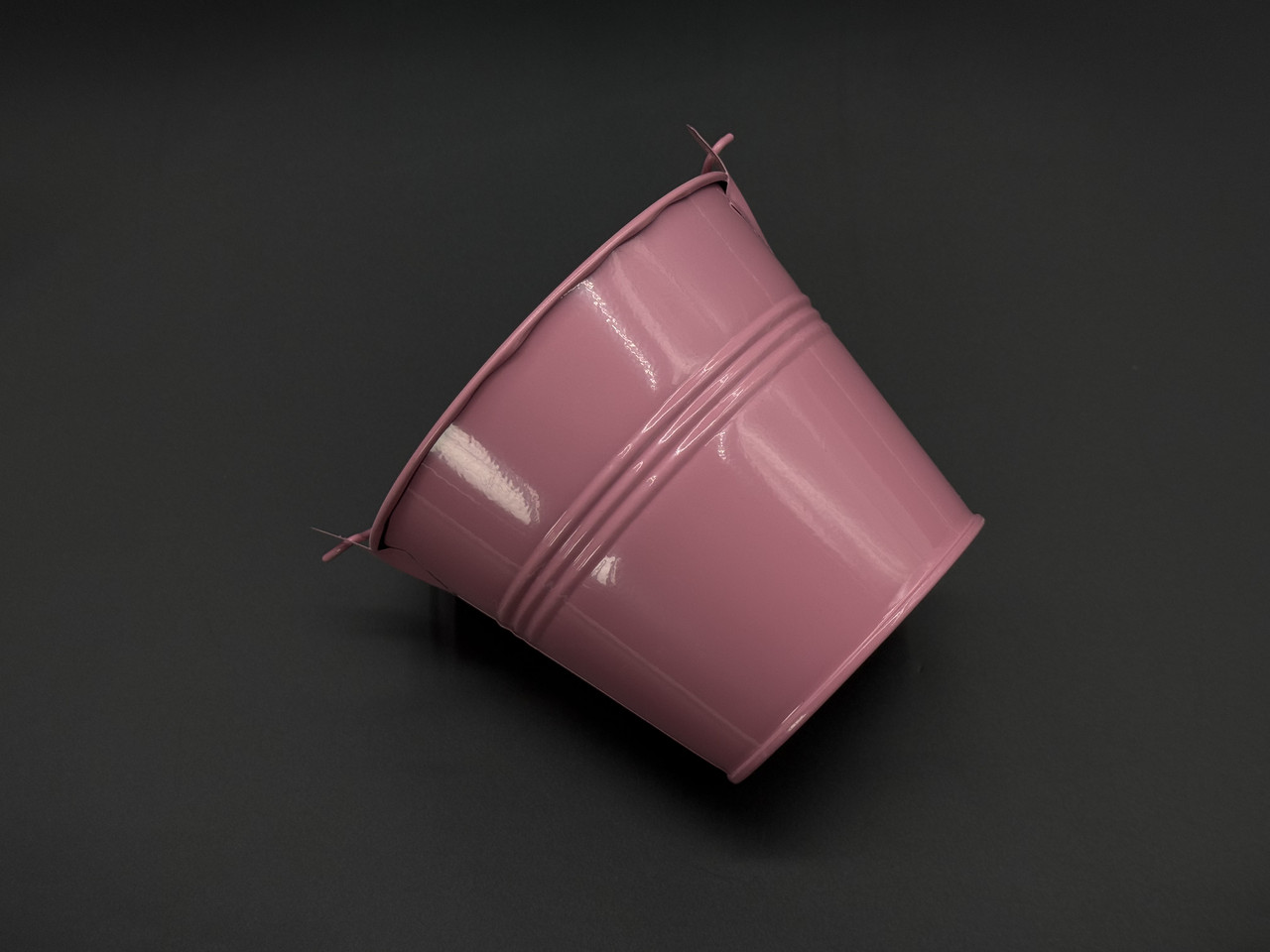 Декоративне відерце для квітів металеве Колір світло-рожевий. 10х12х8,5см, фото 1