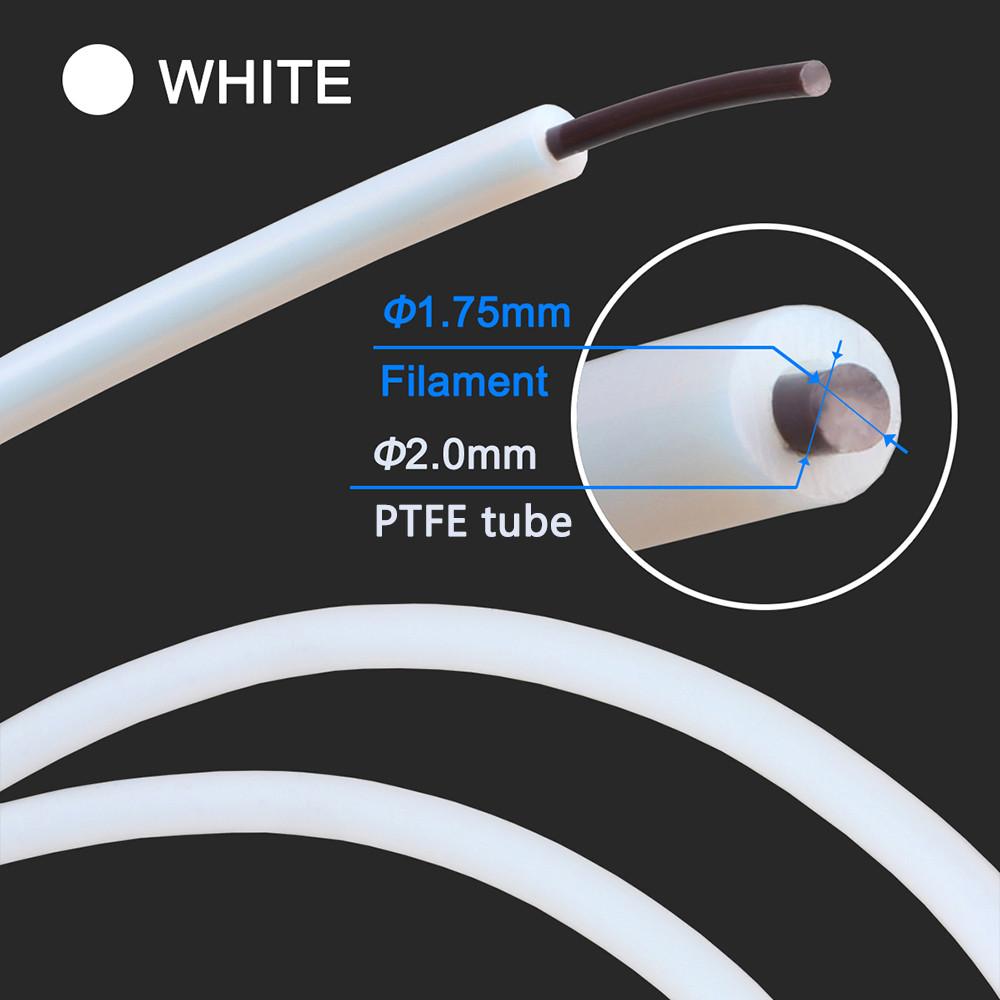 Тефлонова трубка KINGROON PTFE White, зовнішній D4 мм, внутрішній D2 мм, Білий (B0030) / ПТФЕ трубка для 3Д-принтера