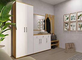 Передпокій Поло Варіант №2 корпус ДСП дуб крафт золотий, біла аляска (Luxe Studio TM)