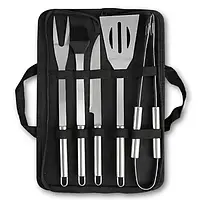 Набір аксесуарів для барбекю, мангала і гриля на 5 предметів у чохлі 40х10х5 см мангальне приладдя