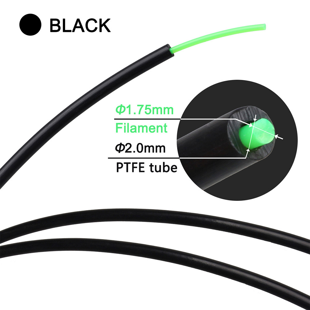 Тефлонова трубка KINGROON PTFE Black, зовнішній D4 мм, внутрішній D2 мм, Чорний (B1166) / ПТФЕ трубка для 3Д-принтера