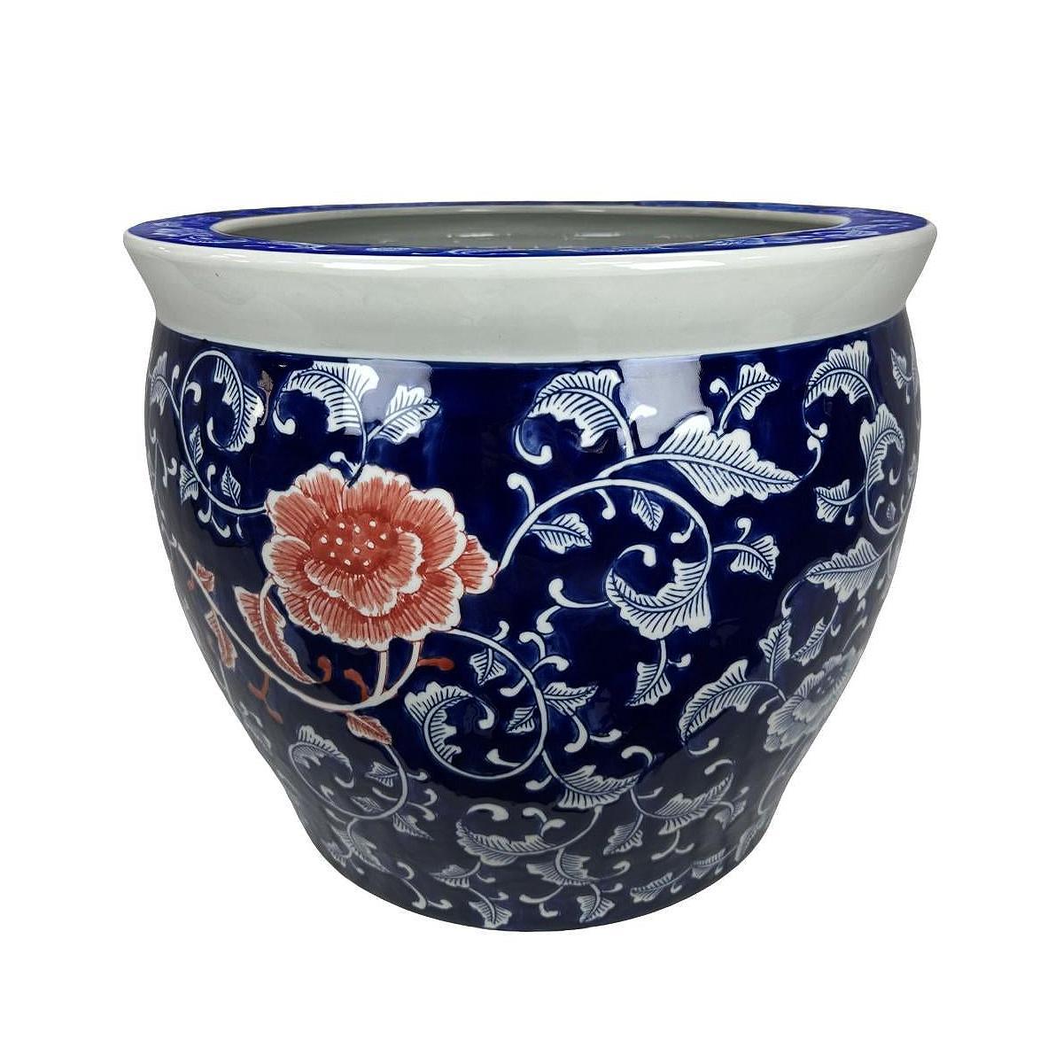Кашпо з кераміки велике в синьому кольорі з візерунками Ming Ming Palais Royal, фото 1