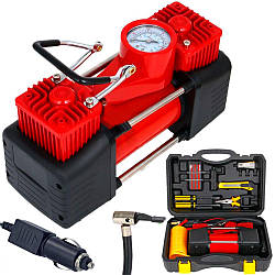 Автомобільний компресор 12V, 10атм, 85л/хв з ремкомплектом для шин, в кейсі / Автокомпресор / Насос автомобільний