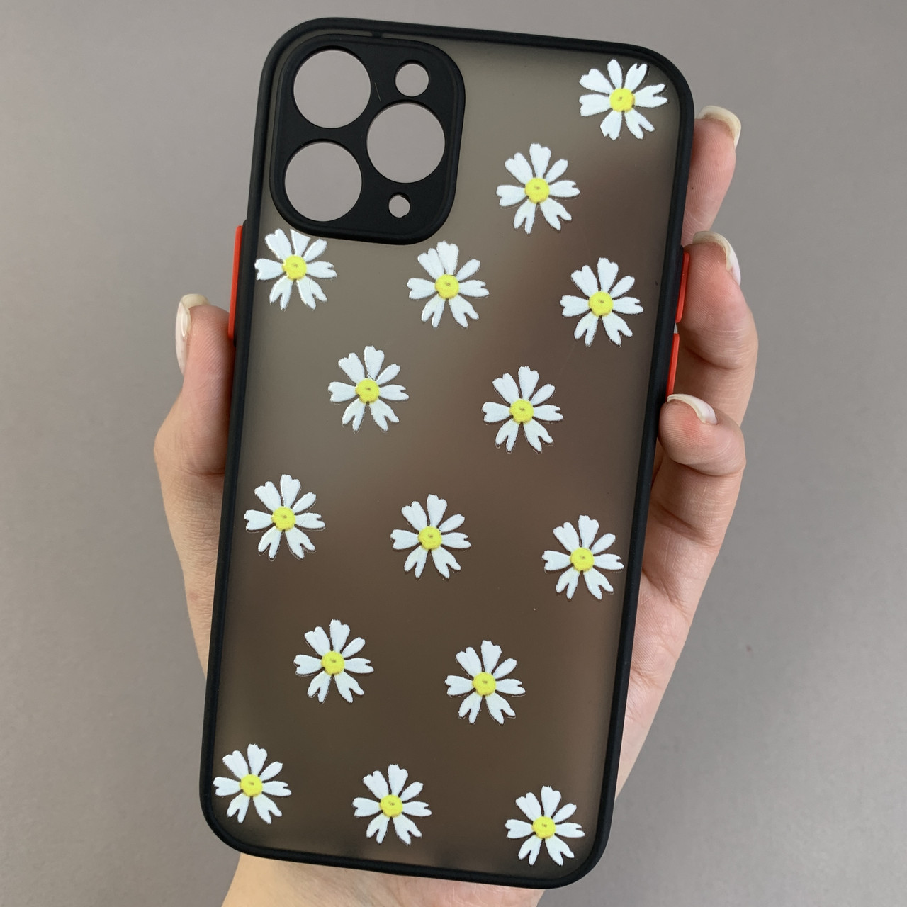 Чохол для iPhone 11 Pro чохол із чорним обідком із принтом білих ромашок на телефон айфон 11 про q03l