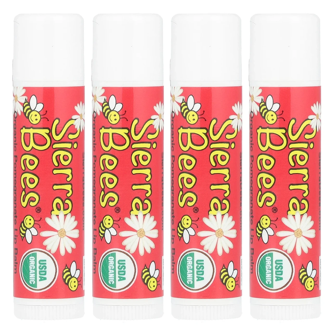 Sierra Bees, Органічні бальзами для губ з запахом граната, 4 в упаковці, 4,25 г (0,15 унції) кожен, Київ