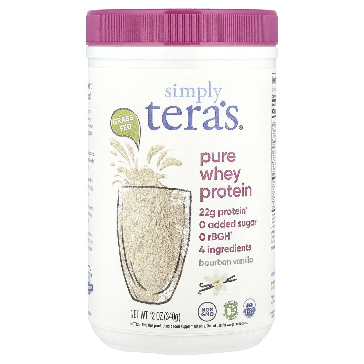 Tera's Whey, Grass Fed, Simply Pure Whey Protein, Бурбонська ваніль, 340 р (12 унцій), Київ