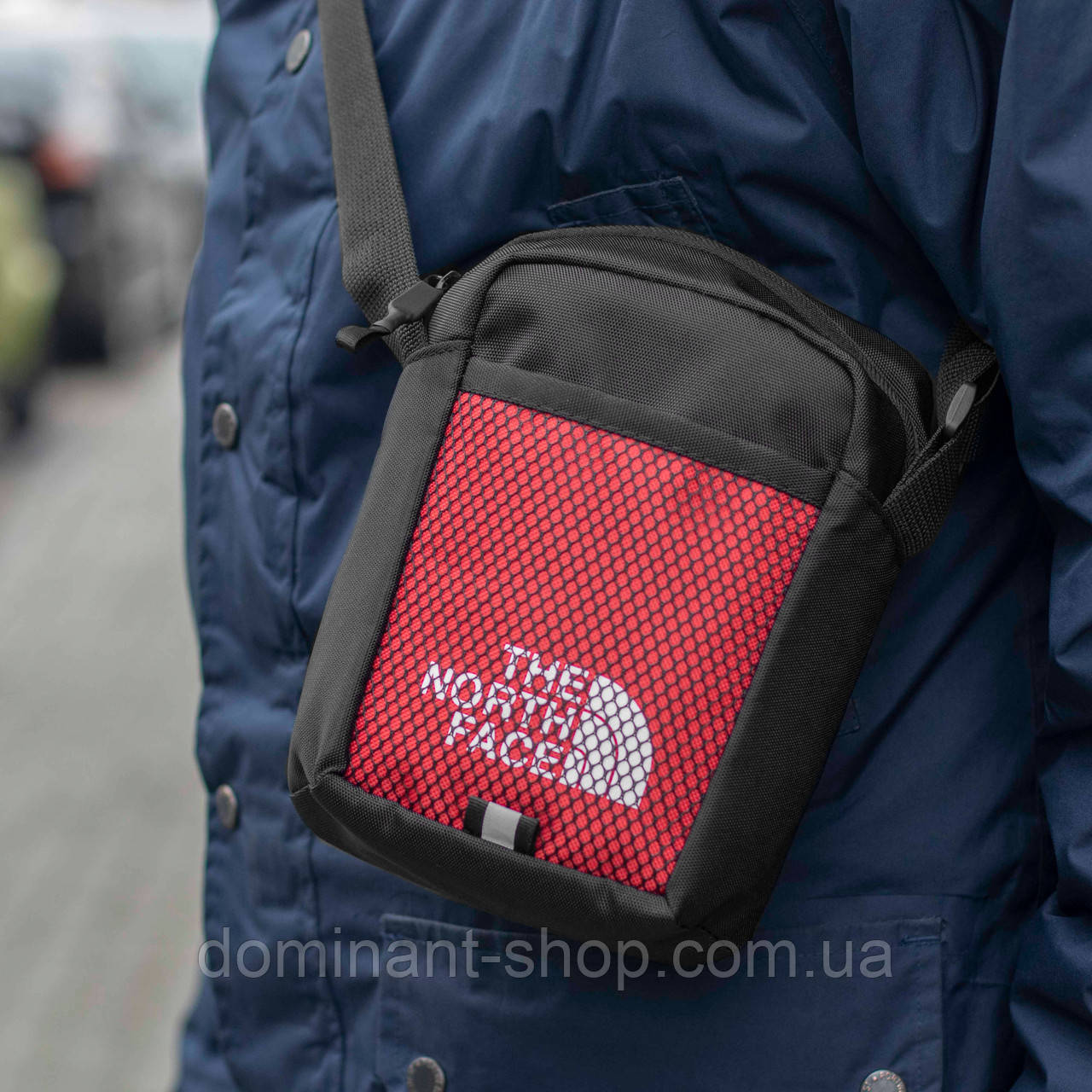 Сумка барсетка через плече The North Face Split чорна тканинна молодіжна месенджер tnf