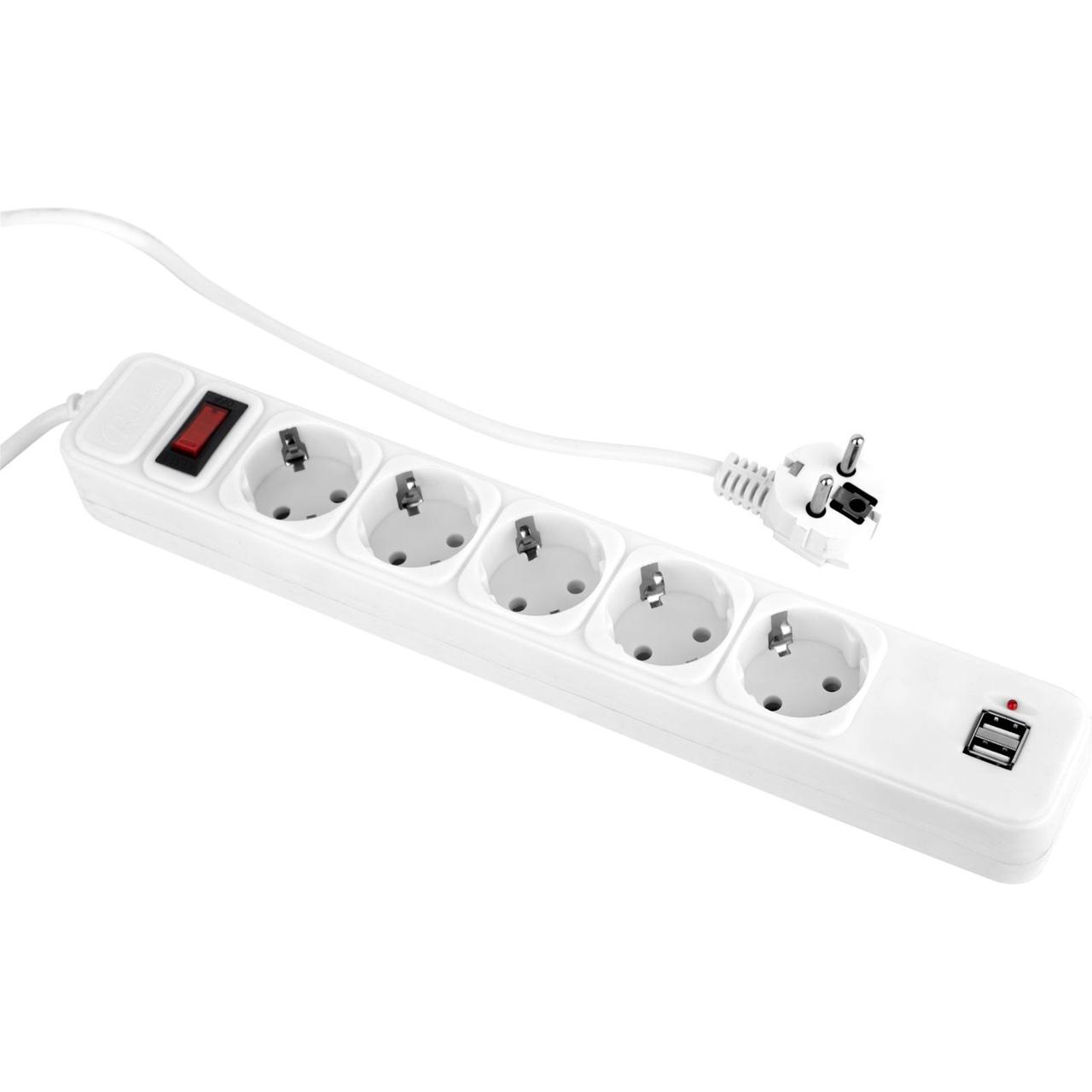 Фільтр живлення ProLogix (PRS-075P5CUSB-18W) 0.75 мм мідь, 5 розеток, 1.8 м, 2xUSB 3.0, білий