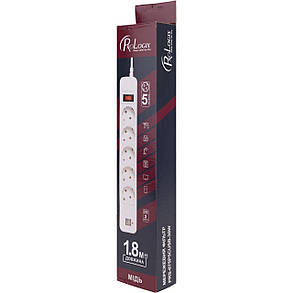 Фільтр живлення ProLogix (PRS-075P5CUSB-18W) 0.75 мм мідь, 5 розеток, 1.8 м, 2xUSB 3.0, білий, фото 3
