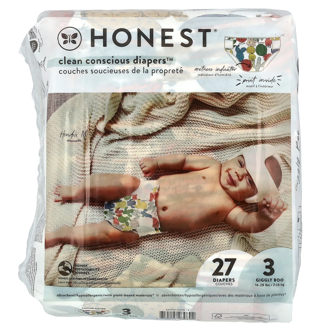 The Honest Company, Підгузники Honest, розмір 3, 16-28 фунтів, Pandas, 27 підгузників, Київ