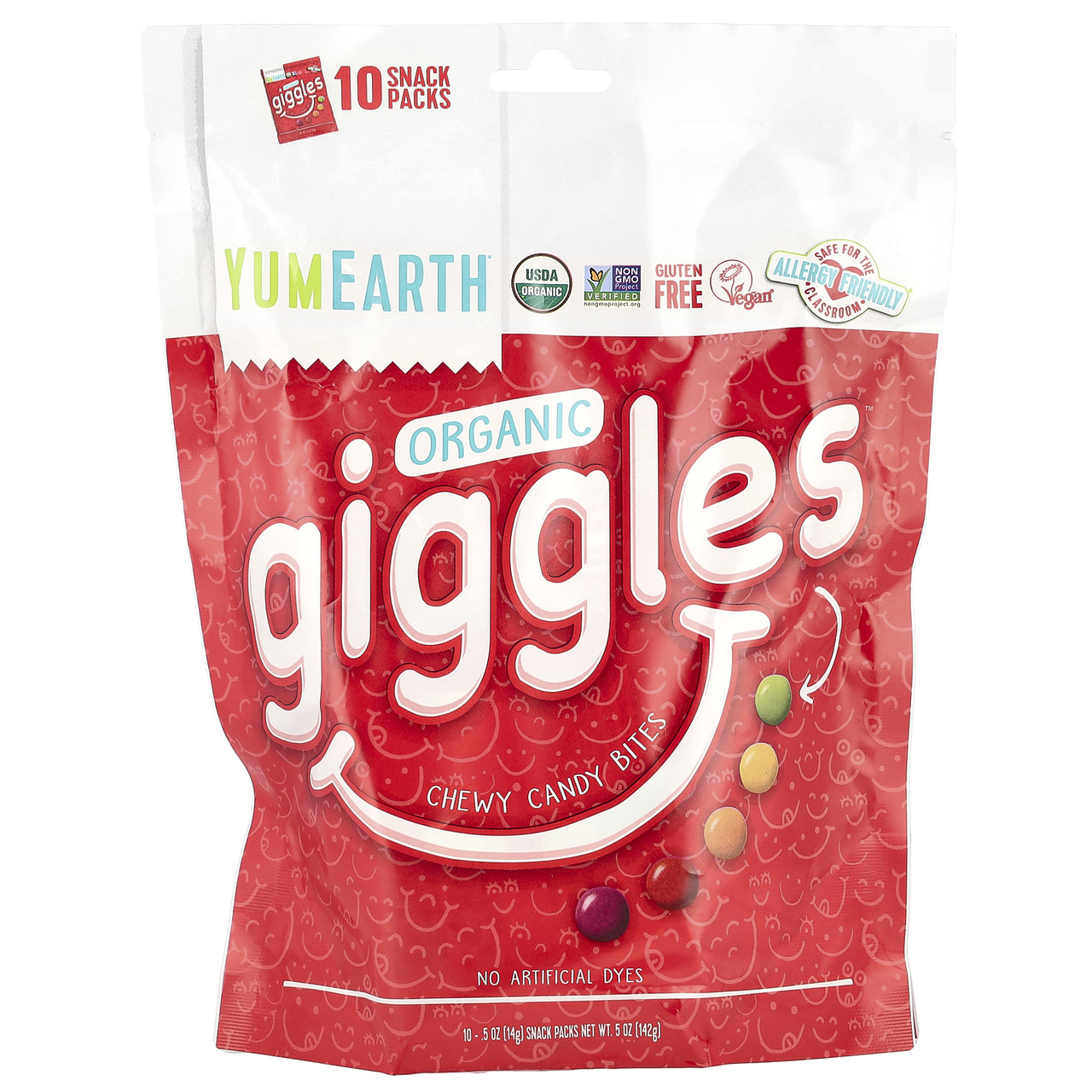 YumEarth, Organic Giggles, жувальні цукерки, 10 упаковок, по 14 г (0,5 унції), Київ