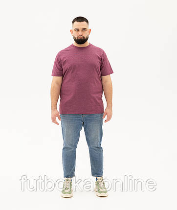 Бордова Меланжева футболка чоловіча великого розміру ValueWeight Fruit of the Loom, фото 1