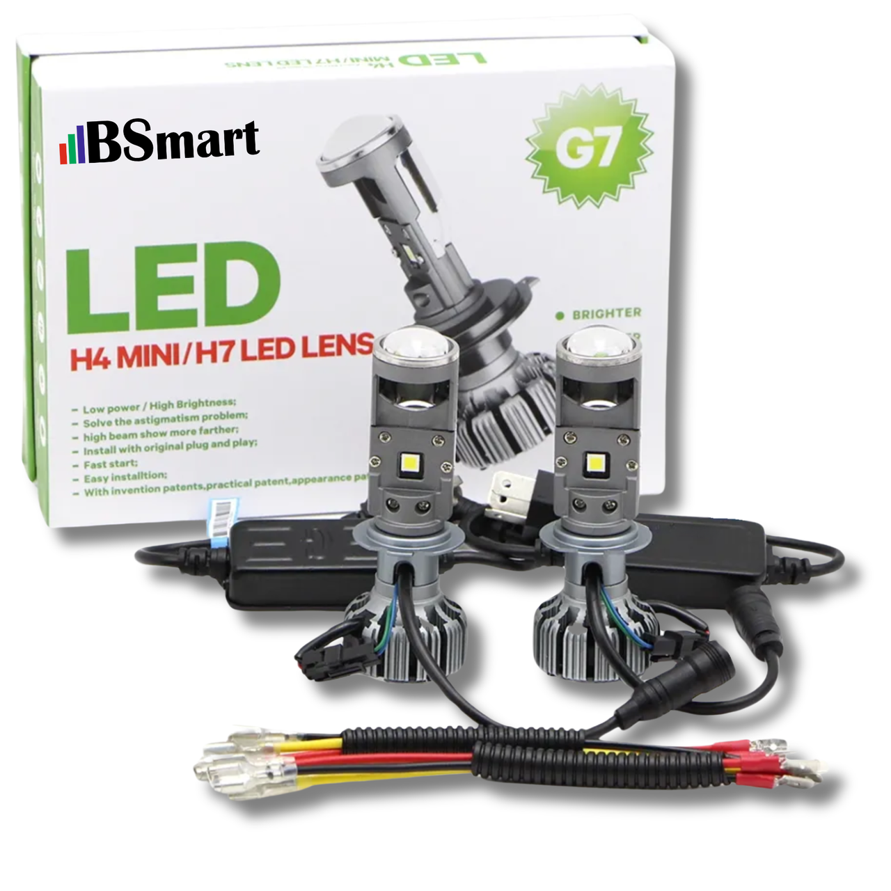 Міні лінзи Bi-LED BSmart G7 mini цоколь H7 55Вт 8000/8600Lm 12В IP65 6000K, фото 1