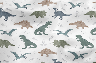 Сатин (хлопковая ткань) світ динозаврів (ширина 160см, 120г/м2)