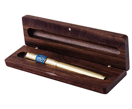 Ручка перова TENSO з ювелірною мініатюрою "Український Тризуб" у подарунковому футлярі з позолоченим гербом