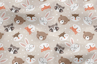 Сатин (бавовняна тканина) мордочкизвирають на бежевому (ширина 160 см, 120 г/м2)