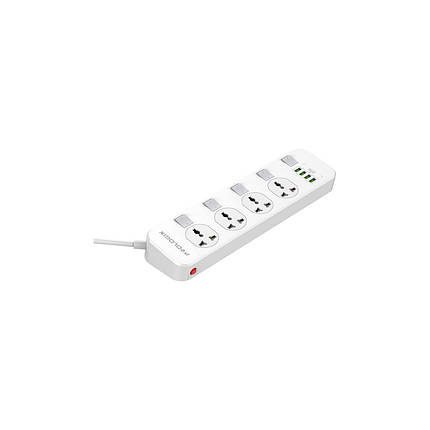 Фільтр живлення ProLogix Premium (PR-SC4408W) 4 розетки, 4 USB, 2 м, з вимикачами, білий, фото 1