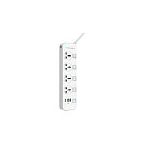 Фільтр живлення ProLogix Premium (PR-SC4408W) 4 розетки, 4 USB, 2 м, з вимикачами, білий, фото 4