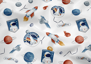 Сатин (хлопковая ткань)  космос - місія до марсу (ширина 160см, 120г/м2)