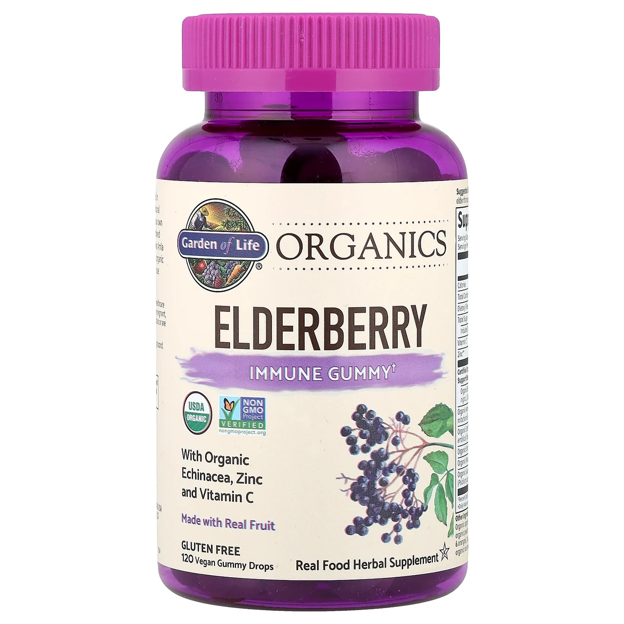 Garden of Life, MyKind Organics, бузина, жувальні веганські цукерки для підтримки імунної системи, 120 шт., Київ, фото 1