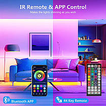Світлодіодна стрічка Realky Led Strip 5 м, світлодіодна кімната, керування через Bluetooth APP або пульт дистан, фото 6